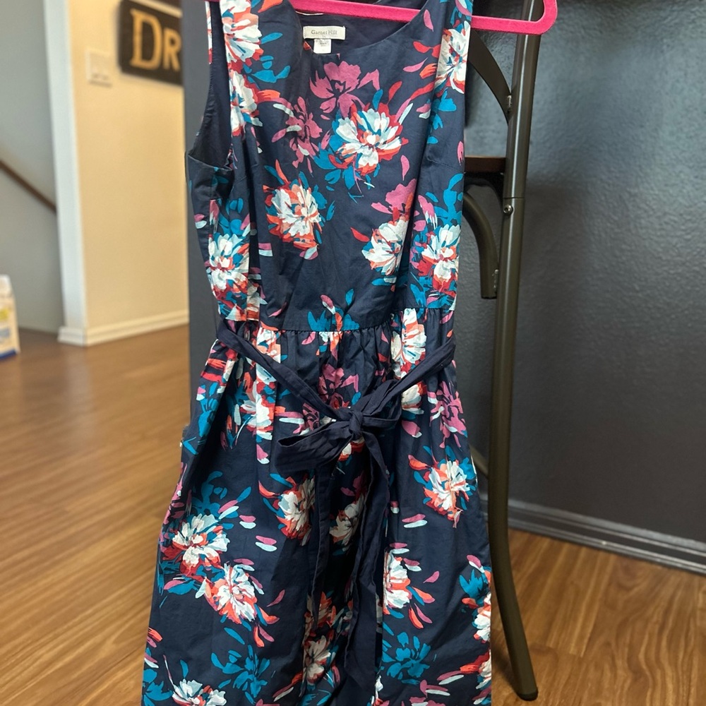 Garnet Hill Black and Pink Floral Dress